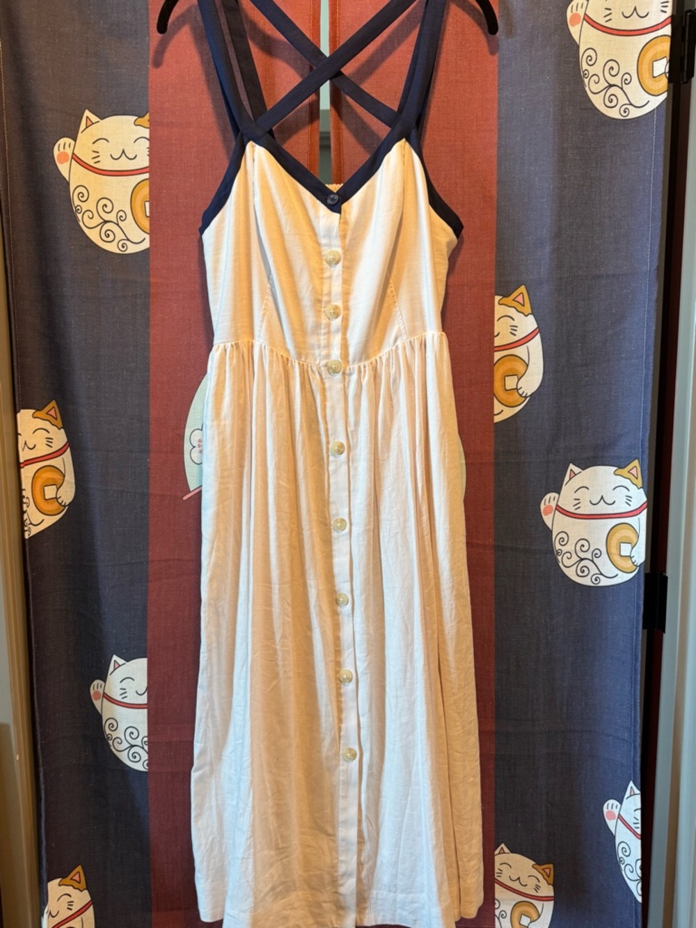 Anthropologie MAEVE STRAPPY BUTTON-FRONT MIDI DRESS